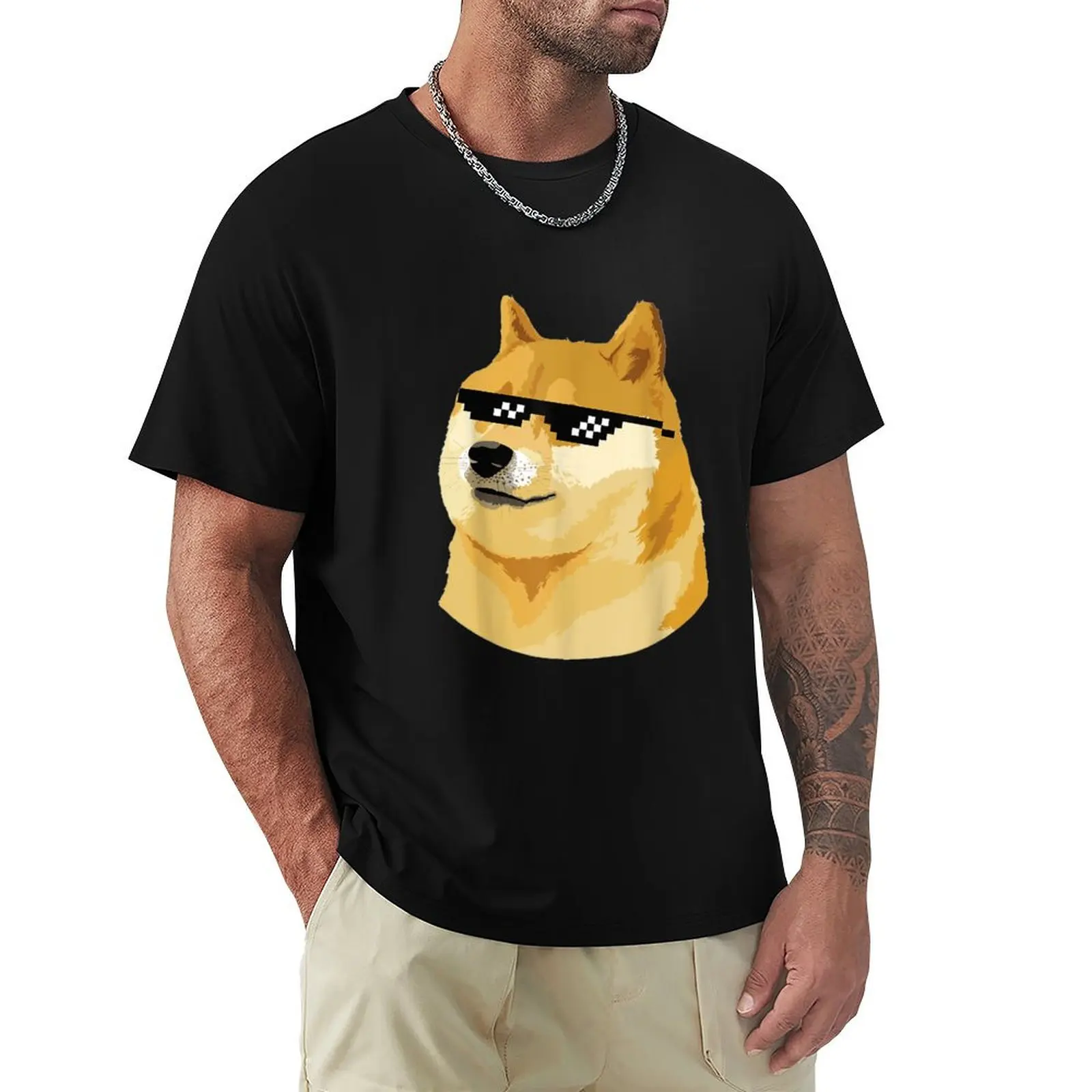 Doge with deal with it glasses T-Shirt Quick Dry Fishing T-Shirt