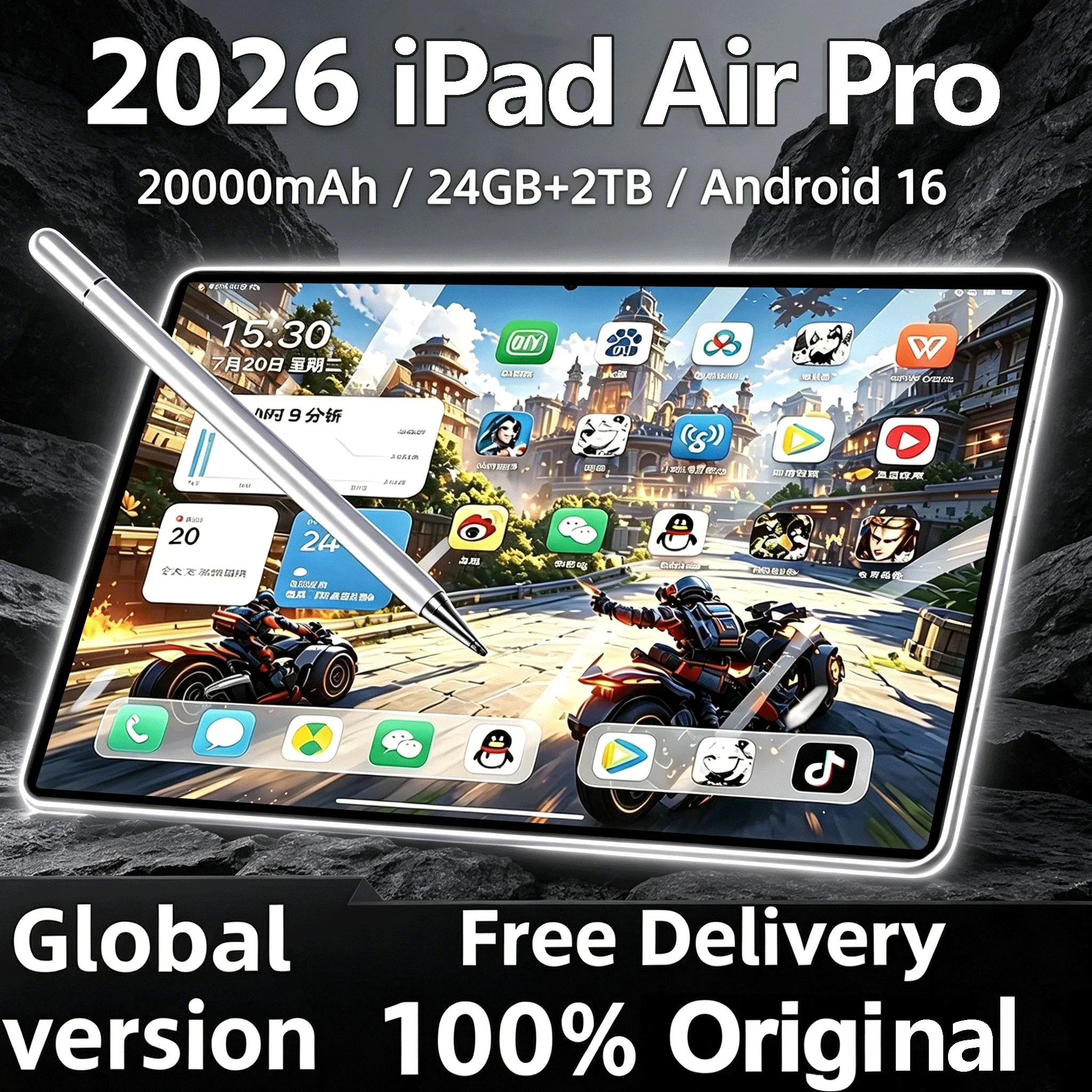 Original Tablet iPad Air Pro 11inch 24GB+2TB Tablets Android 16 Snapdragon8Gen3 Tablette PC 20000mAh 5G Dual SIM GPS Mini PC