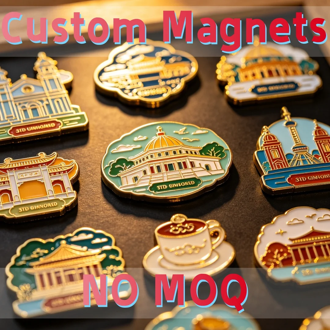Custom Enamel Fridge Magnets Personalized City Building Landmark Metal Refrigerator Magnet Custom Logo Tourist Souvenir Gift