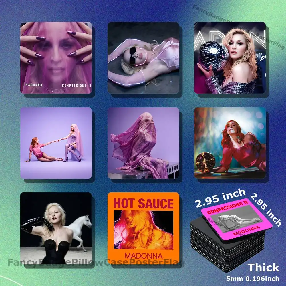 M-Madonna C-Confession 2 Magnetic Square Refrigerator Sticker Creative DIY Acrylic Fridge Magnets Souvenir Gift