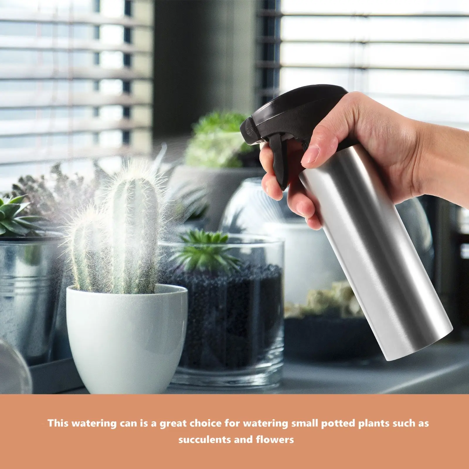 350ML Watering Can Stainless Steel Small Mist Spray Bottle Flowers Sprayer Plant Waterer Bonsai Garden Watering Irrigation Tools