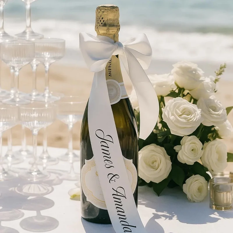 5pcs Personalized Wedding Ribbon Champagne Glasses & Chairs Decoration Bachelorette Party Bridal Shower Accessories Couple Gift