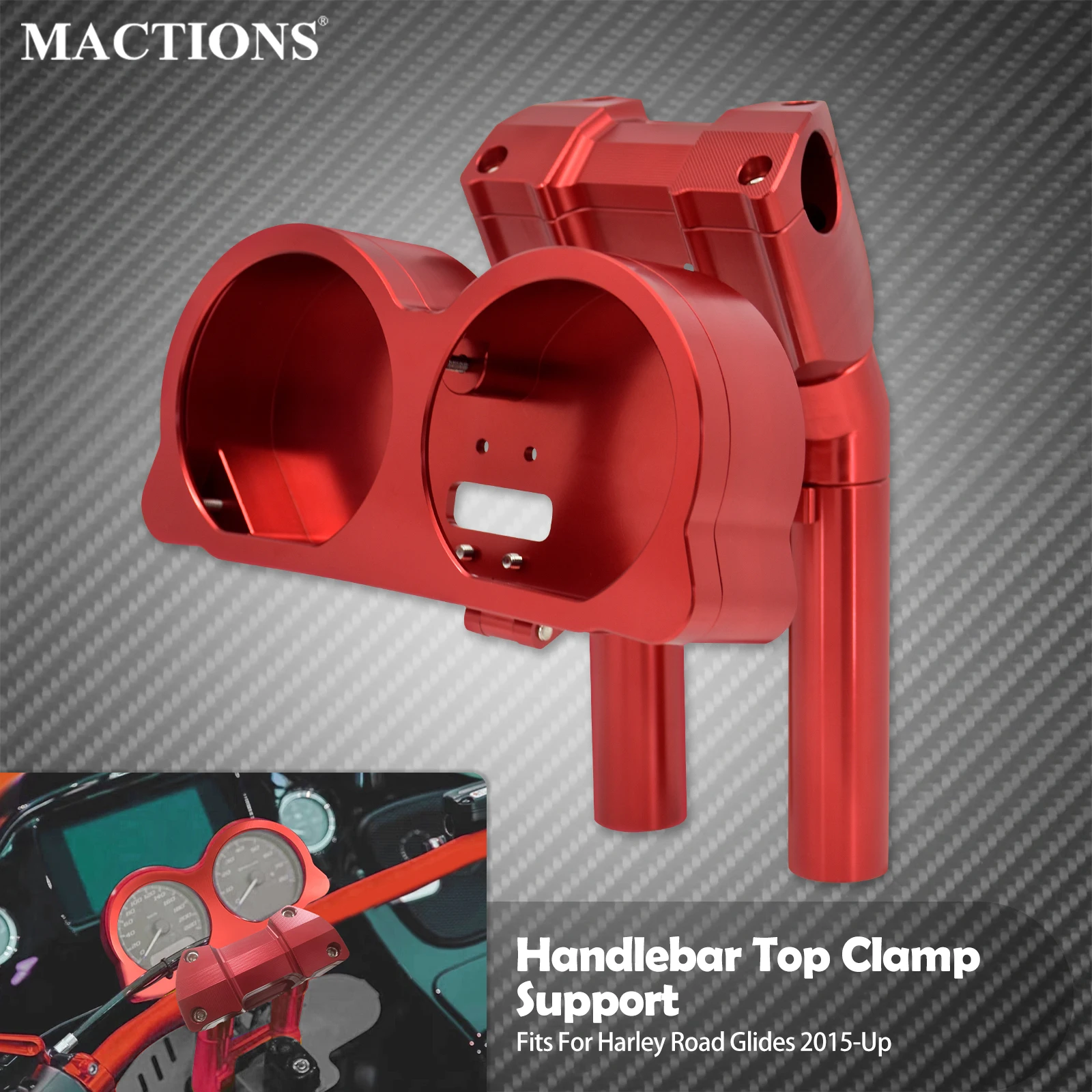 Motorcycle Red Handlebar Top Clamp Support Instrument Control Bracket For Harley Touring Road Glide FLTRXS FLTRX  2015-2022 2023