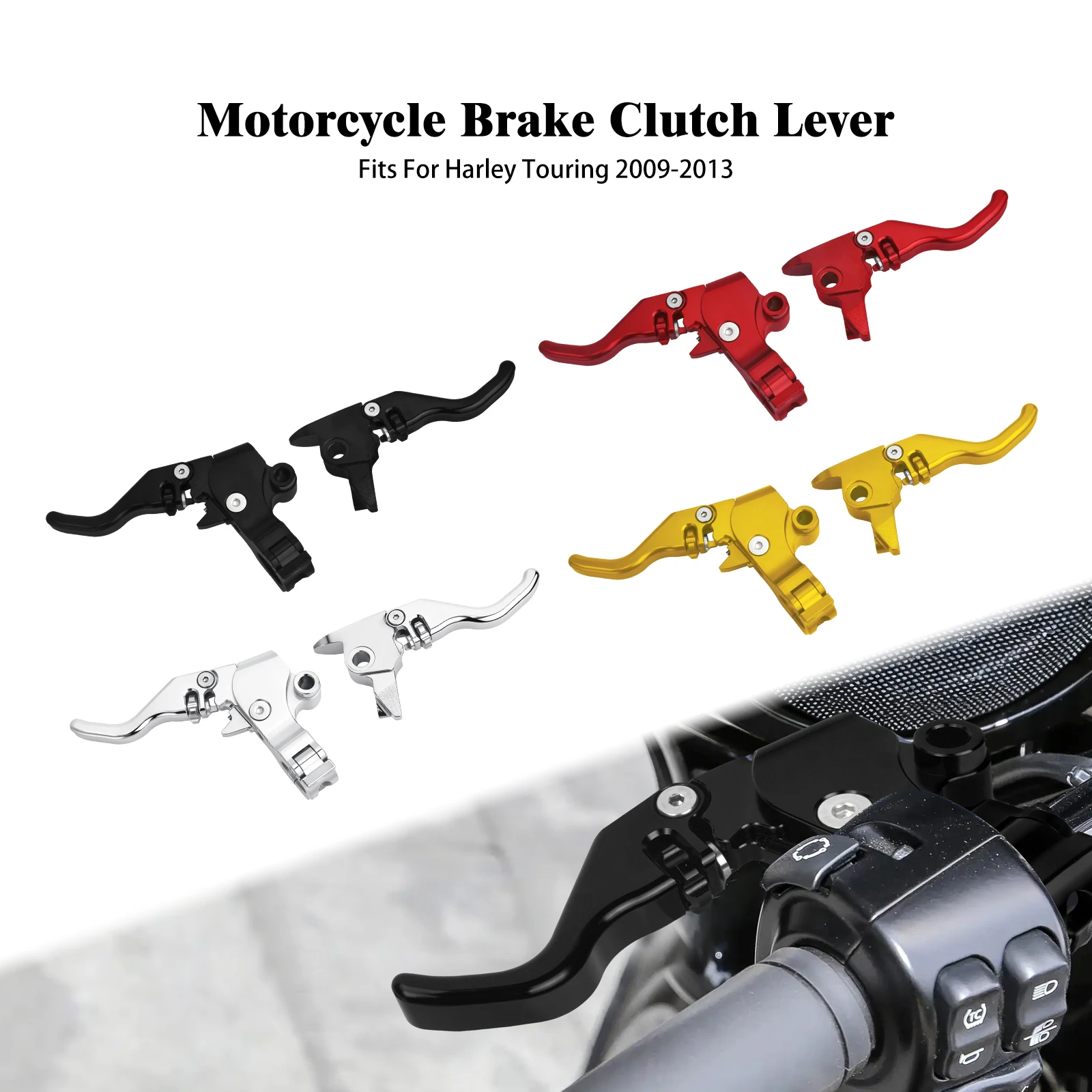 Motorcycle Brake Clutch Lever Control Aluminum Fingers Levers For Harley Touring Road Street Electra Glide FLHTK FLHR 2009-2013