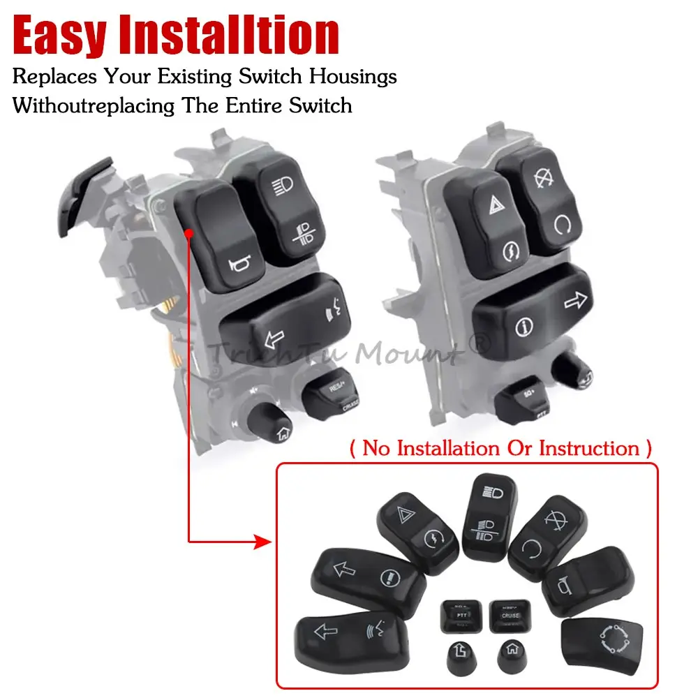 Motorcycle Handlebar Hand Control Button Housing Cap Switch Cover For Harley Electra Glide Road King FLHR Ultra FLHTK 2014-2024