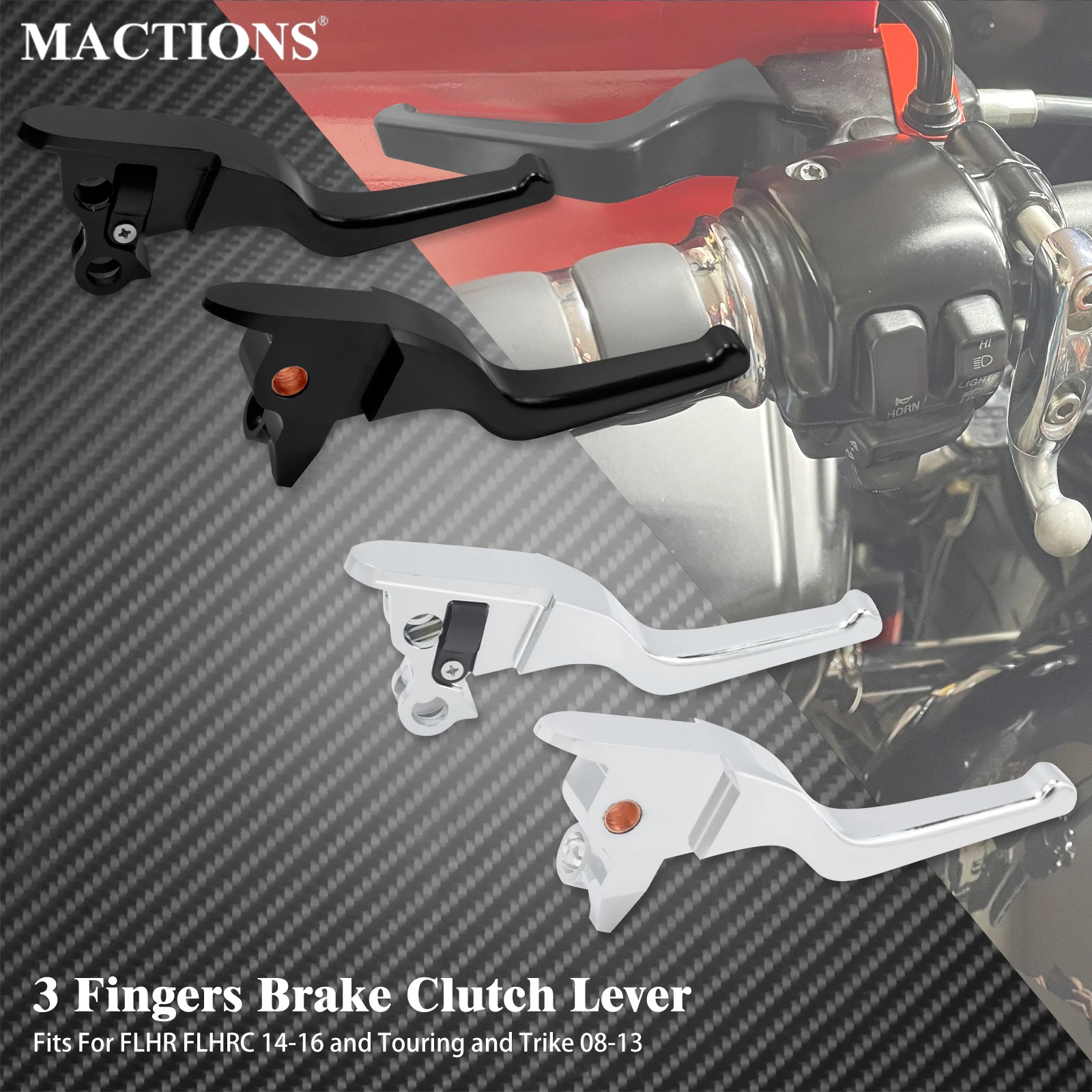 Motorcycle Short Brake Lever 3 Fingers Hand Control Clutch For Harley Touring Electra Glide FLHTC Ultra 08-13 FLHR FLHRC 2014-16
