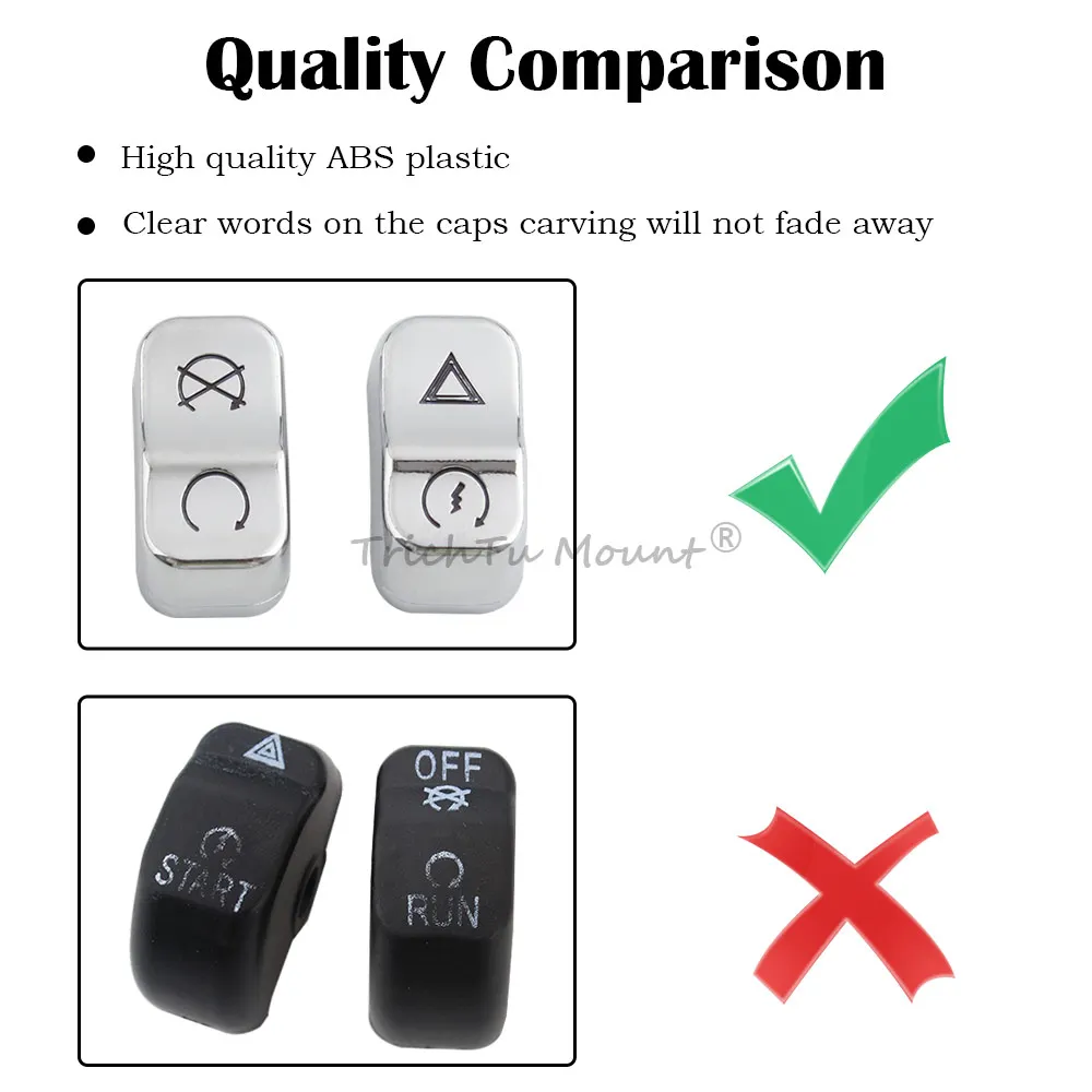Chrome Hand Control Switch Buttons Caps Motorcycle For Harley Touring Electra Street Glide Ultra Limited Road King 2014-2024