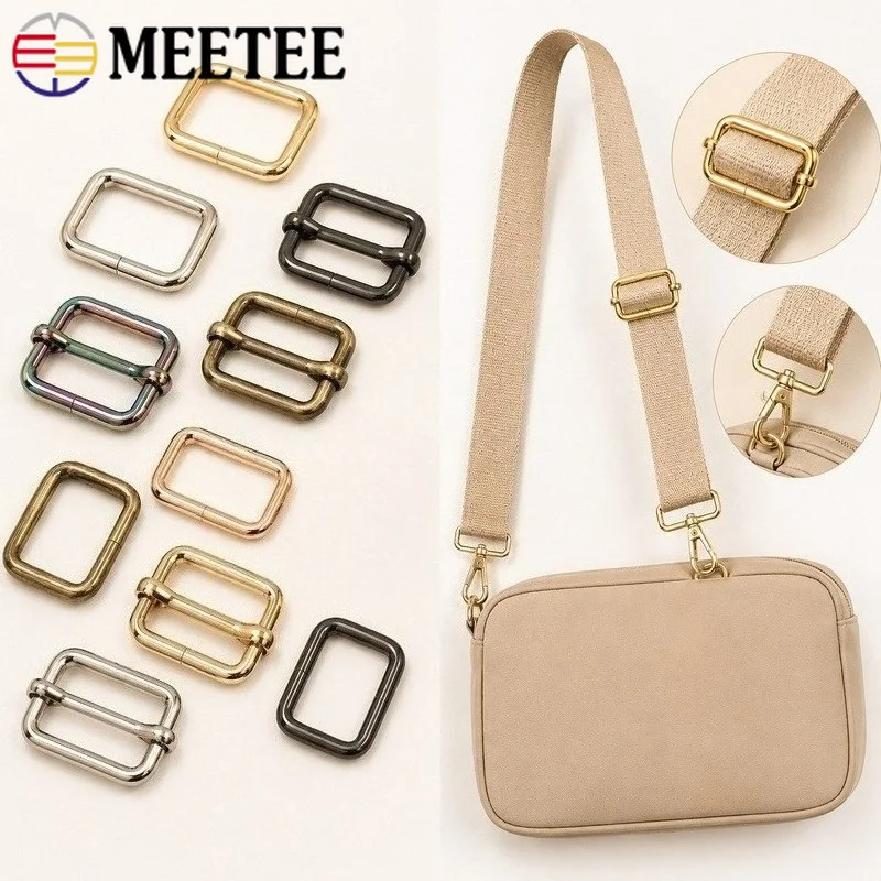 50/100Pcs 20-50mm Zinc Alloy Tri Glide Buckle Adjuster for Bag Strap Webbing Loop Positioning Length Control Connector Hardware