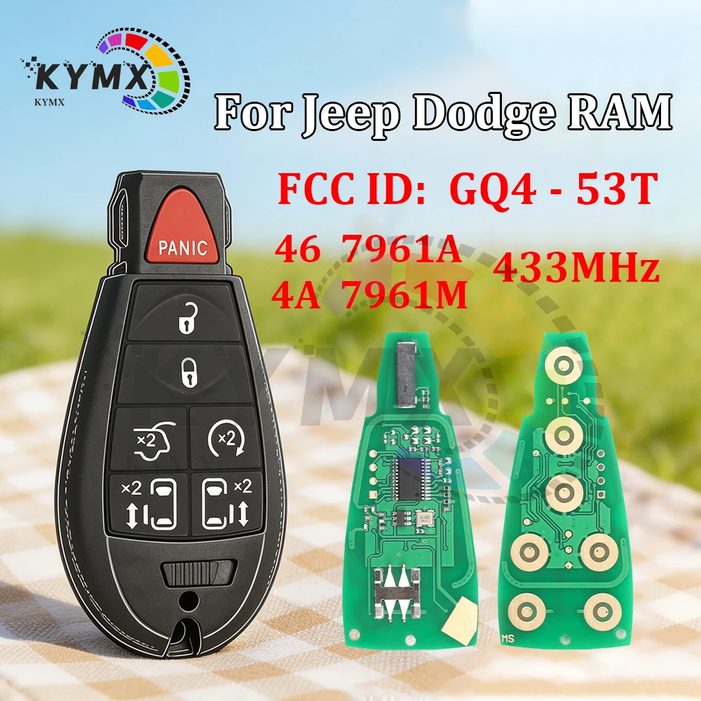 KYMX Smart Remote Car Key FCCID GQ4-53T 4A 7961M 46 7961A 433MHz Fobik Fob For Jeep Cherokee Sport KL Dodge RAM Chrysler