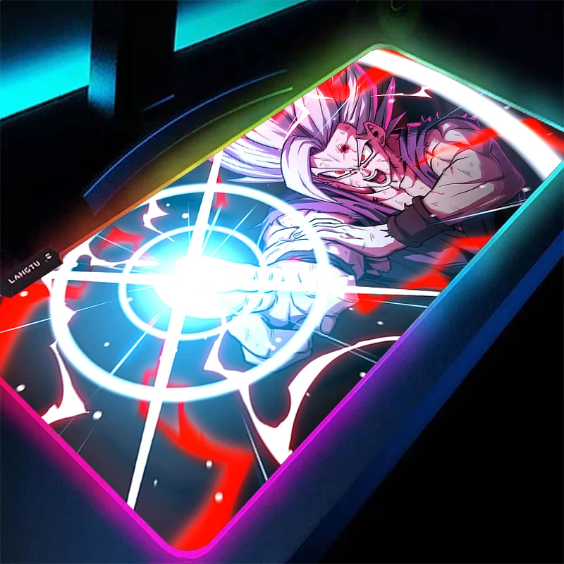 Gaming Mouse Pad Computer Anime Dragon Balls Desk Mat LED Table Keyboard Pad RGB Laptop Rubber Non-slip Back Mousepad Cushion