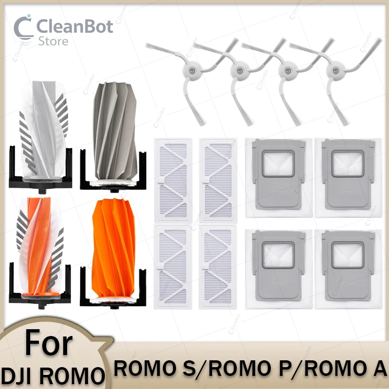 For DJI ROMO P / ROMO S / ROMO A  Robot Vacuum Cleaner Accessories Main Brush Side Brush HEPA Filter Mop Cloths Dust Bag Par
