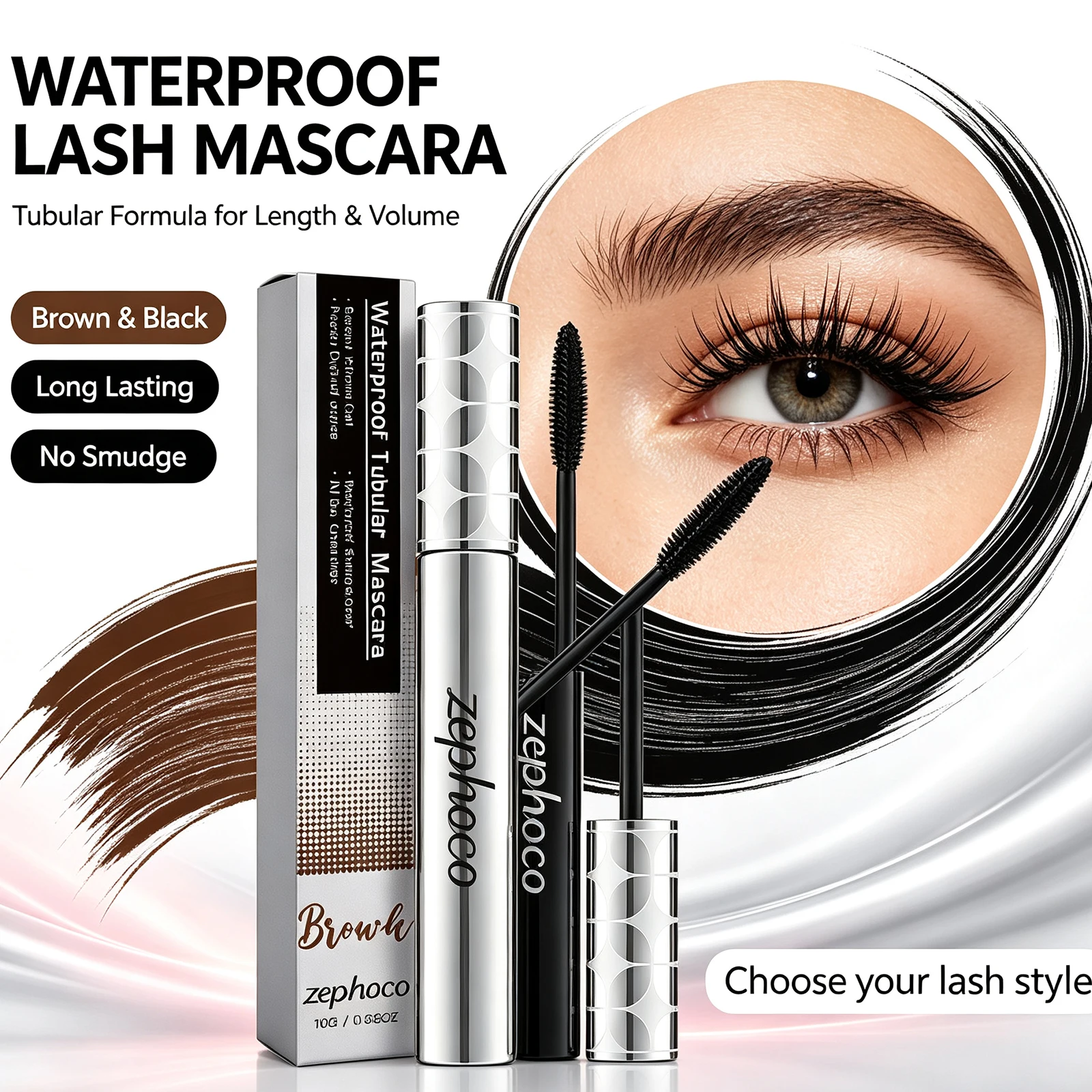 3D Black / Brown Mascara Waterproof Curled Eyelashes Fast Dry Eye Lashes Brush Beauty Makeup Beauty Lengthening Eye Cosmetics