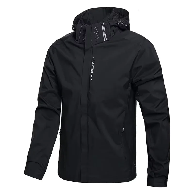 Men's waterproof raincoat - lightweight outerwear with hood for outdoor use - hiking windproof jacket - outdoor climbing jacket