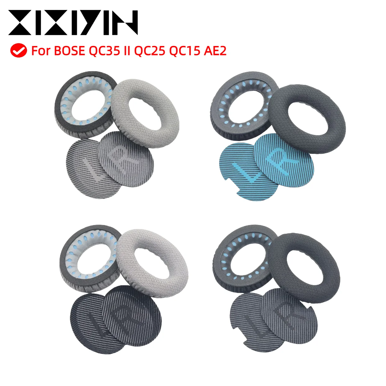 Replacement Breathable football mesh fabric Earpads for Bose QuietComfort 35/35 ii/25/Qc2/Qc15/Ae2/Ae2i/Ae2w/SoundTrue Headset