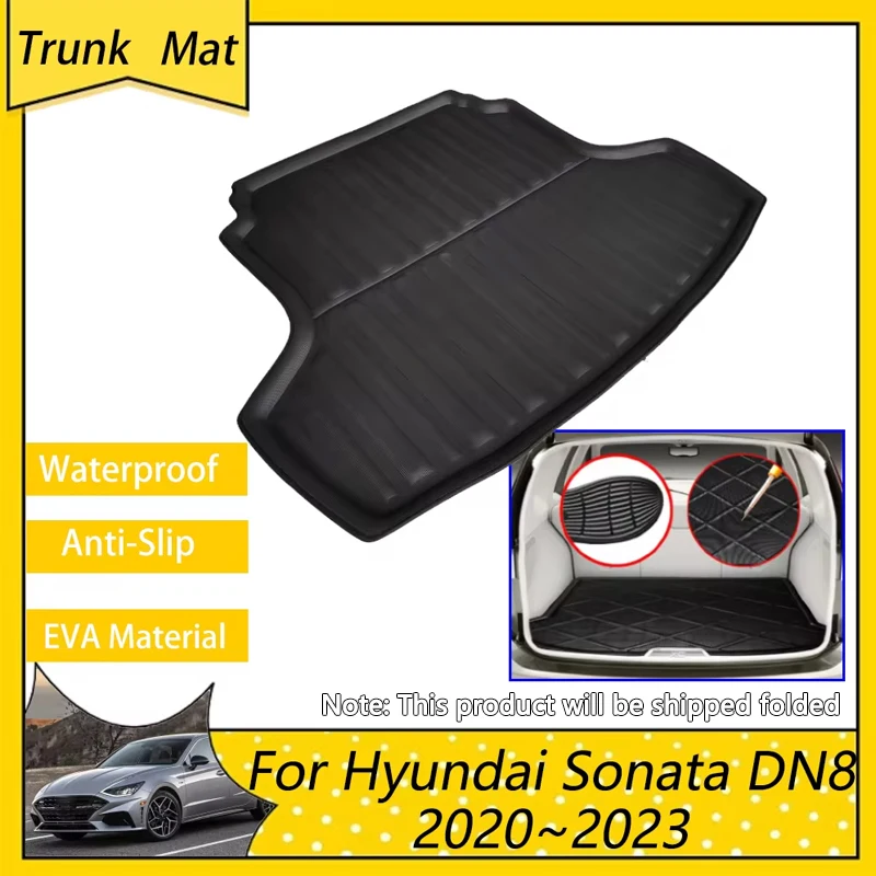 Car Trunk Mat for Hyundai Sonata DN8 8 2023 2022 2021 2020 Waterproof Anti-slip Rear Boot Liner Storage Pad Carpet Accessories