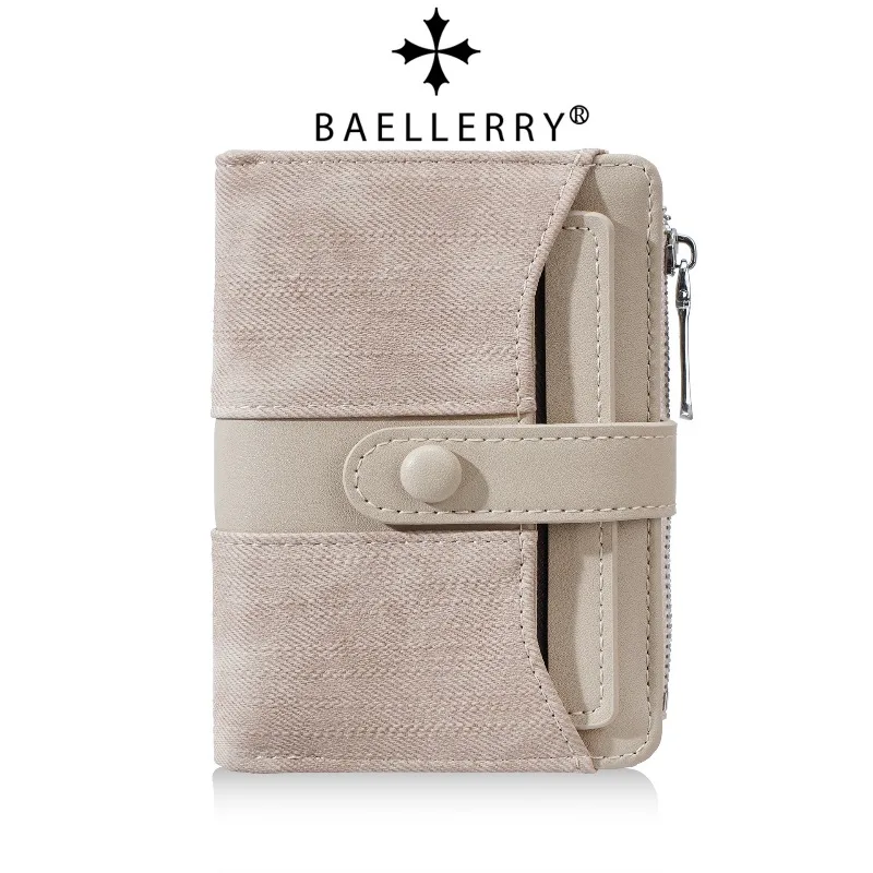 Baellerry NEW Fashion Women's Short Wallet Multiple Card Slots Canvas Button Zipper Coin Purse Wallets for Women
