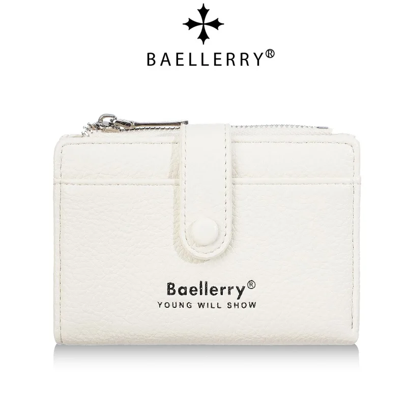 Baellerry Premium Women Wallet Short Zipper Soft PU Leather Multiple Button Zipper Card Holder Change Bag Wallets for Ladies