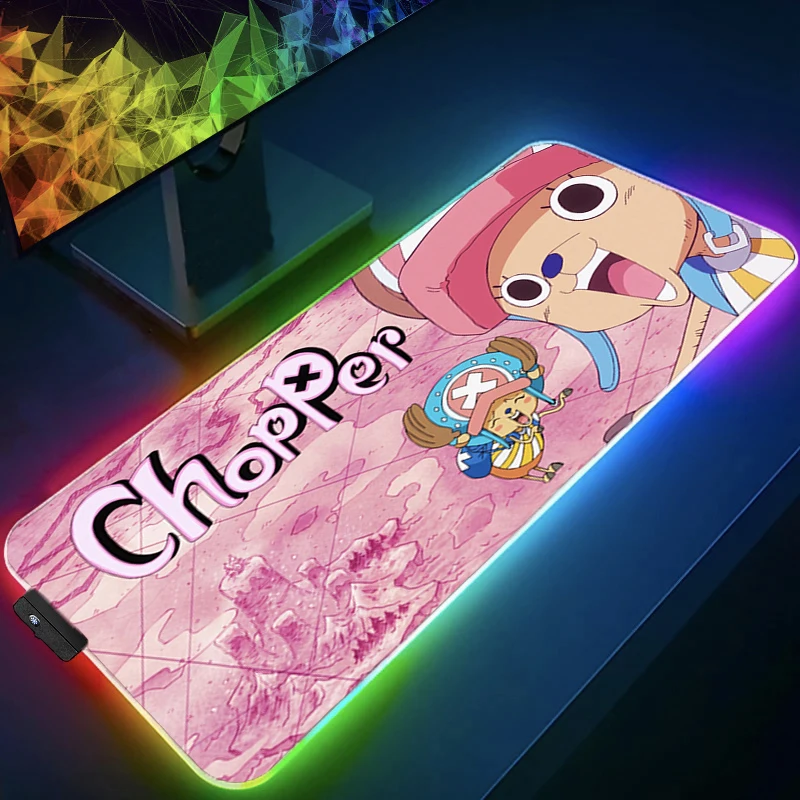 RGB Mouse Pad one piece Tony Tony Chopper 90x40cm XXL speed For e-sports players Backlight Laptop Computer Keyboard LED mousepad