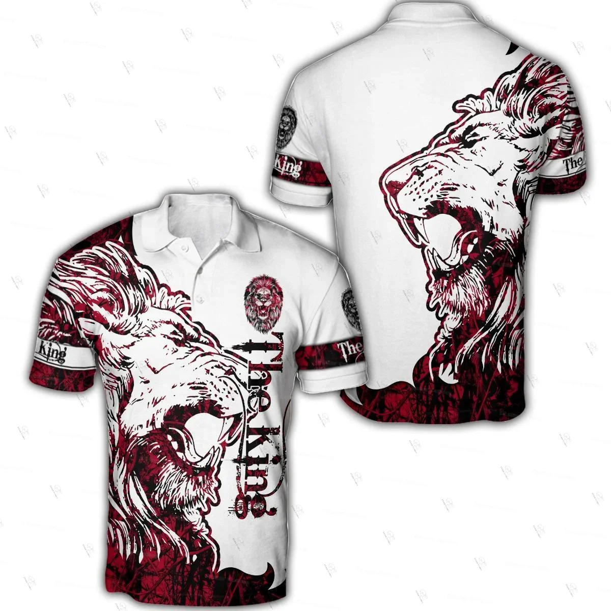 Custom Name Animal King Lion Jesus Cosplay Tattoo Retro Vintage Harajuku 3DPrint Summer Casual Funny Short Sleeves Polo Shirts W