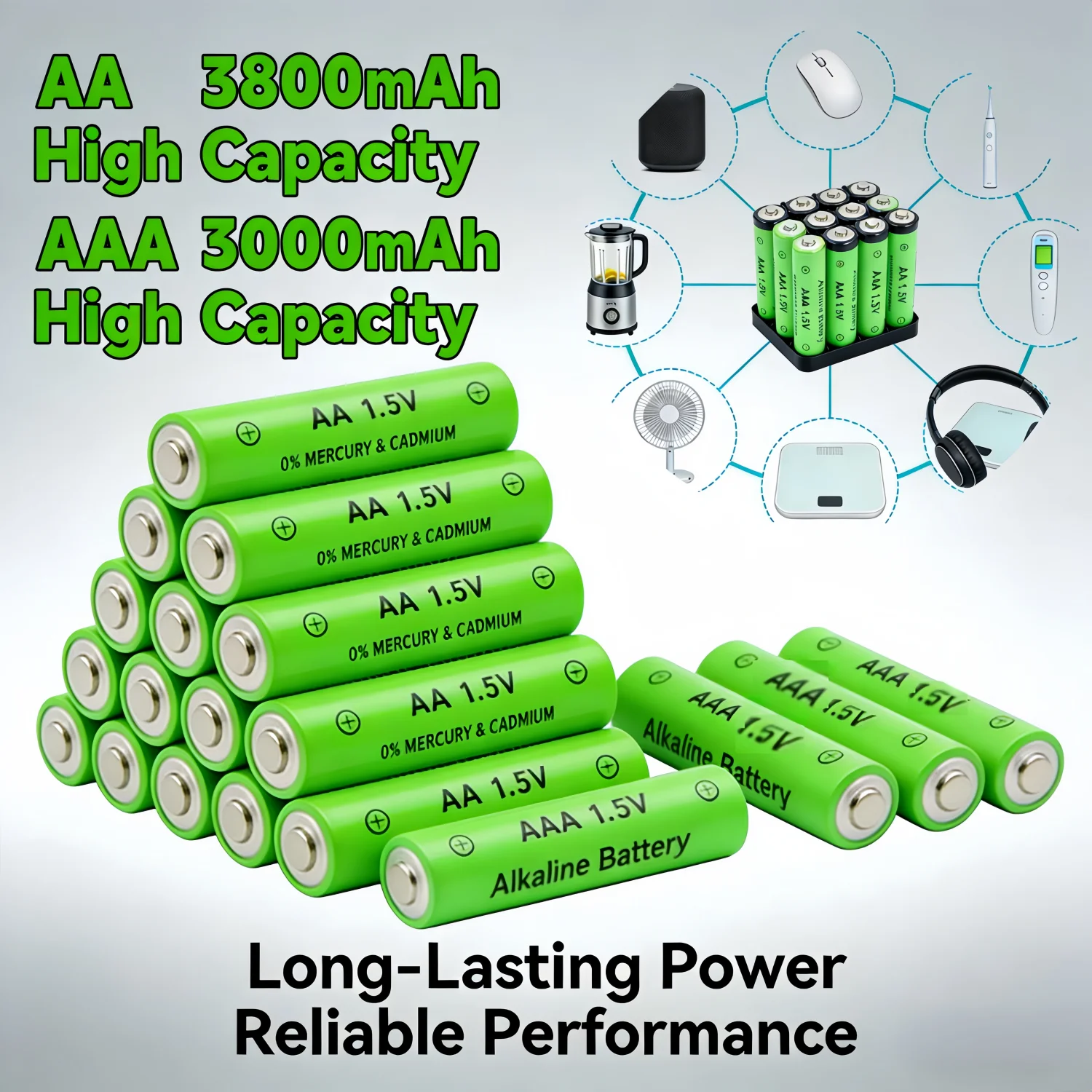 1.5V AA AAA 3800mAh 3000mAh Batteries 4-20Pcs 2A 3A Rechargeable Alkaline Battery for Mouse Remote Computer Clocks Electronics