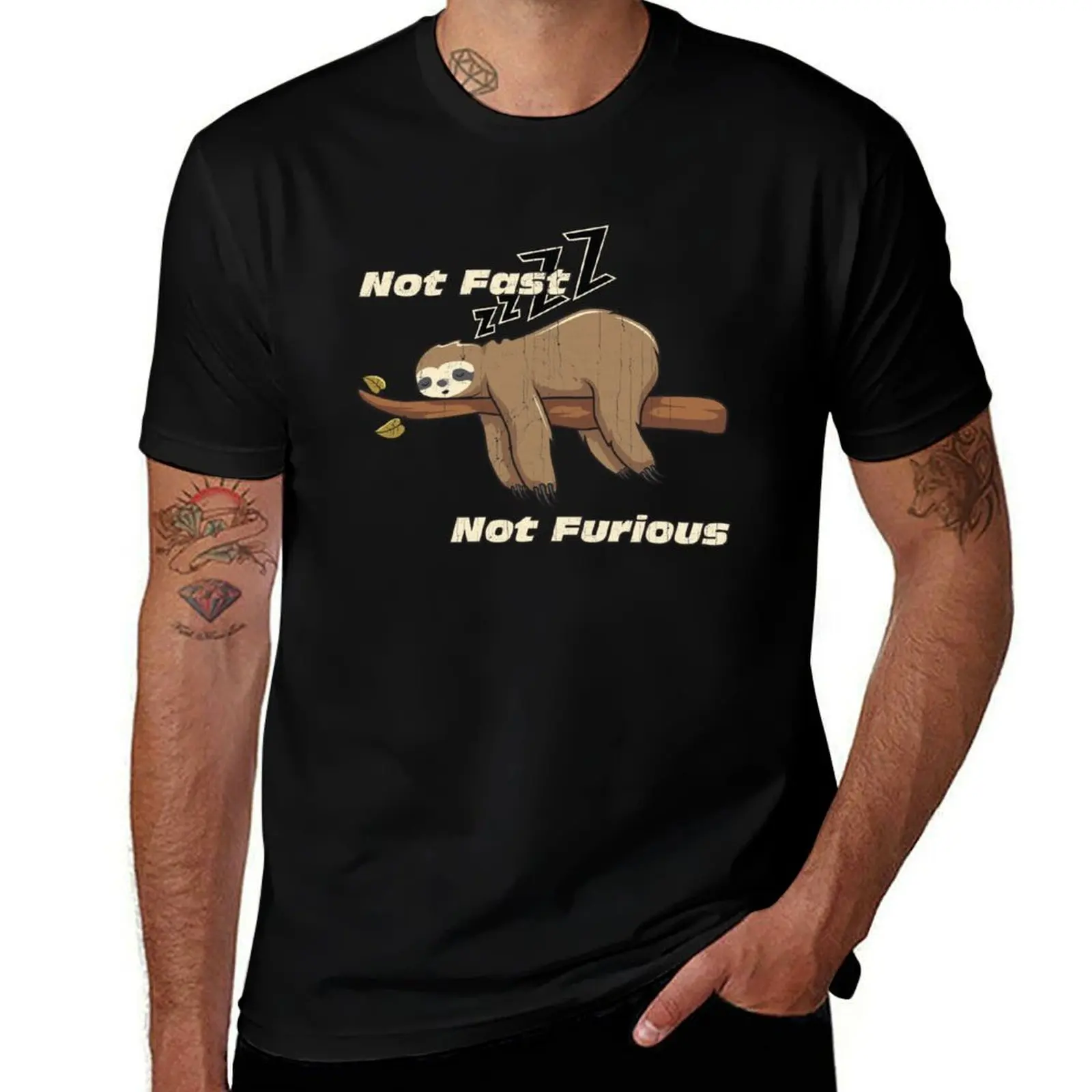 Not Fast Not Furious Funny Sloth for Lazy folks T-Shirt Essential Solid Color T-Shirt