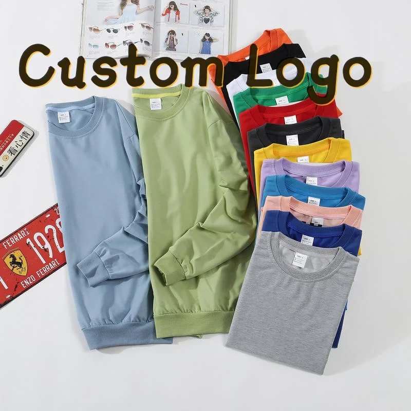One Piece Custom Logo Sweatshirt  Spring Autumn Long Sleeve Pullover Men Women Brand Solid Color Sport Hoodies