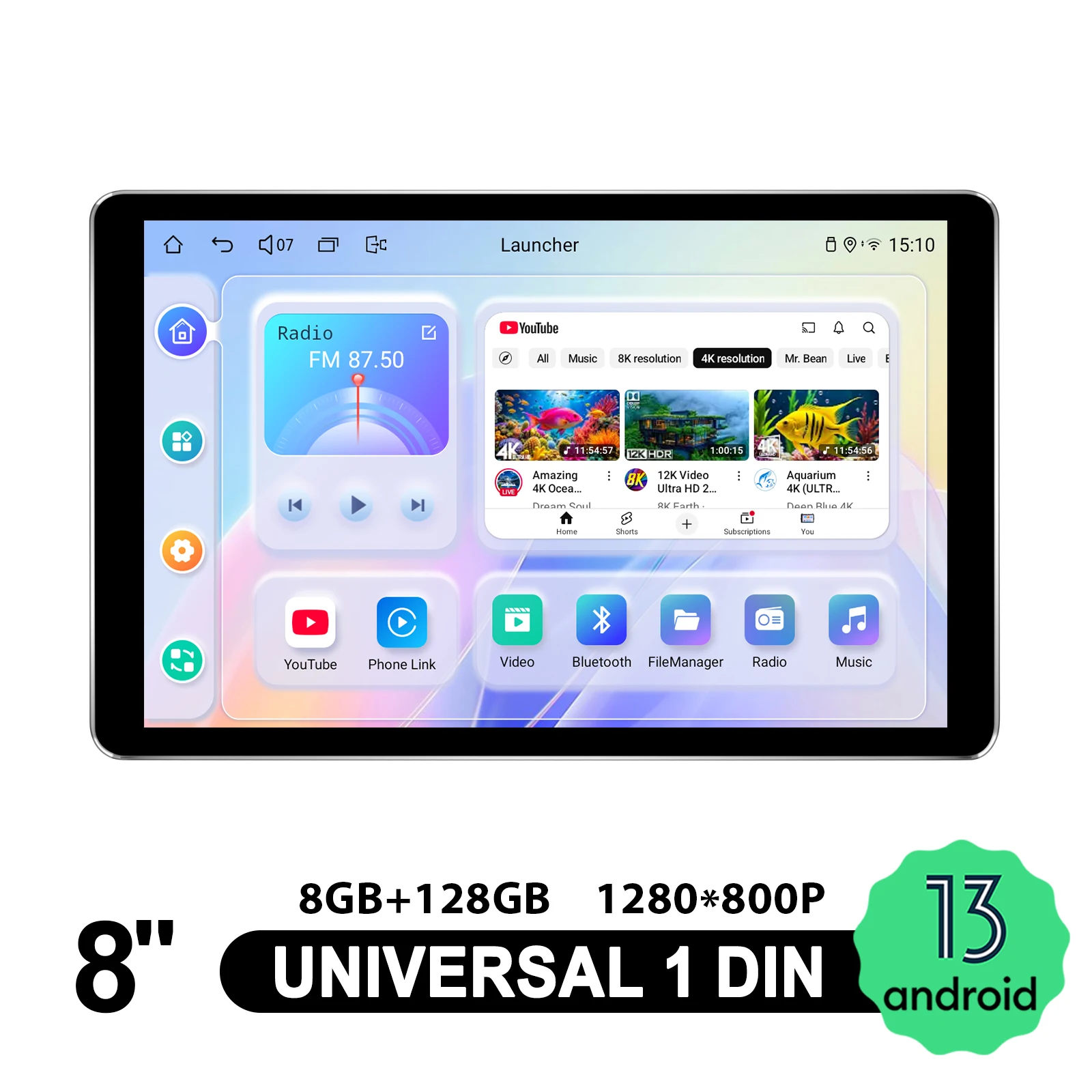 JOYING 8 Inch Android Car Radio Stereo Single Din HD1280*800 Universal Head Unit Andriod Auto Carplay Full Touch Screen