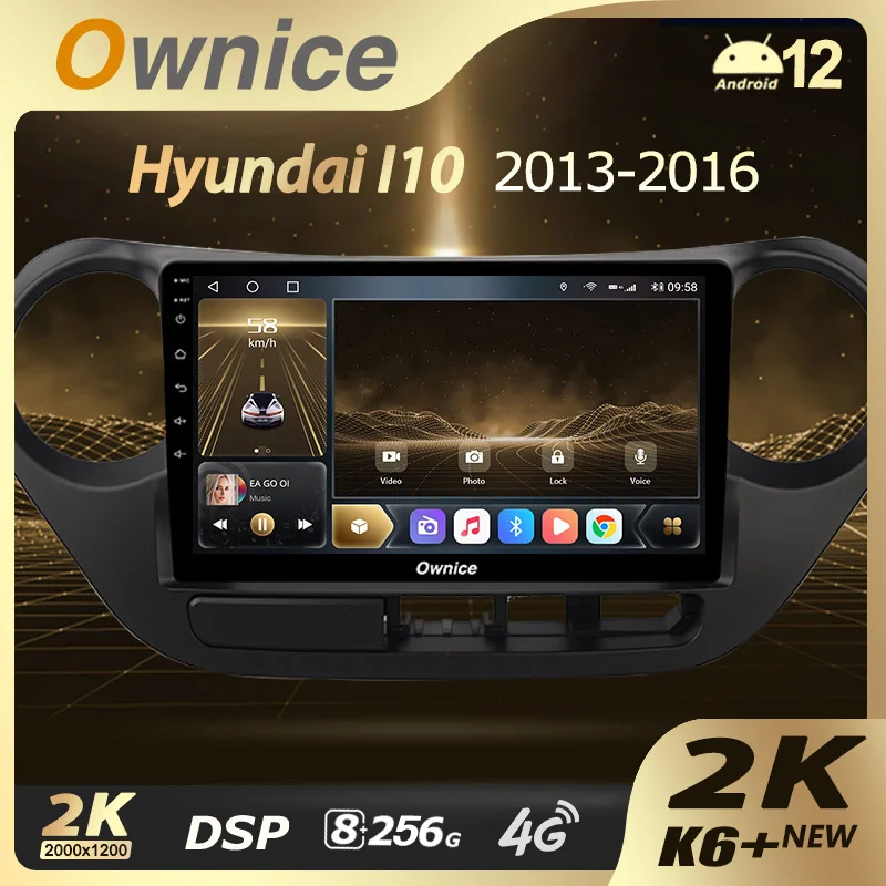 Ownice K6+ 2K for Hyundai I10 2 2013 - 2016 Car Radio Multimedia Video Player Navigation Stereo GPS Android 14 No 2din 2 Din DVD