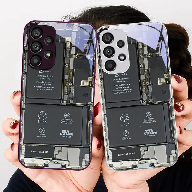 Creative Circuit Board for Samsung Galaxy S24 Plus S20 21 FE S23 Ultra S8 9 A70 72 73 50 51 52 53 Tempered Glass Phone Case