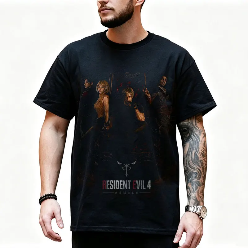 Vintage Resident Evil 4 Nemesis T‑Shirt Biohazard Survival Horror Game Graphic Print Unisex Tee Retro Dark Gamer Streetwear Tops