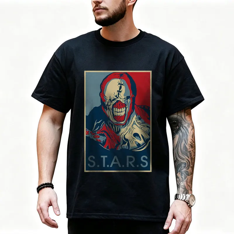 Vintage Resident Evil Cool Nemesis T‑Shirt Biohazard RE3 Horror Movie Game Graphic Print Tee Retro Unisex Streetwear Tops