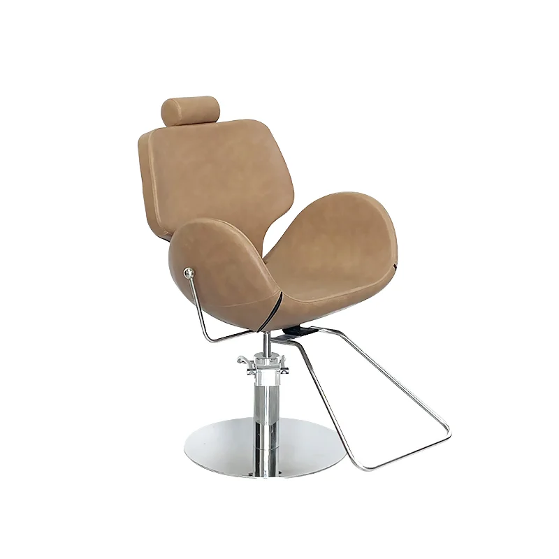 Ergonomics Reclining Barber Chair Synthetic Leather Makeup Hair Salon Equipment  Salon School Metal