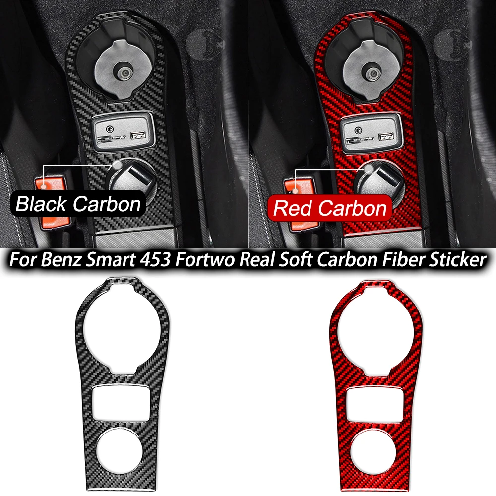 For Benz Smart 453 Fortwo 2016-2021 Carbon Fiber USB Charging Panel Cover decoration Strips Car Interior Accessories Sticker