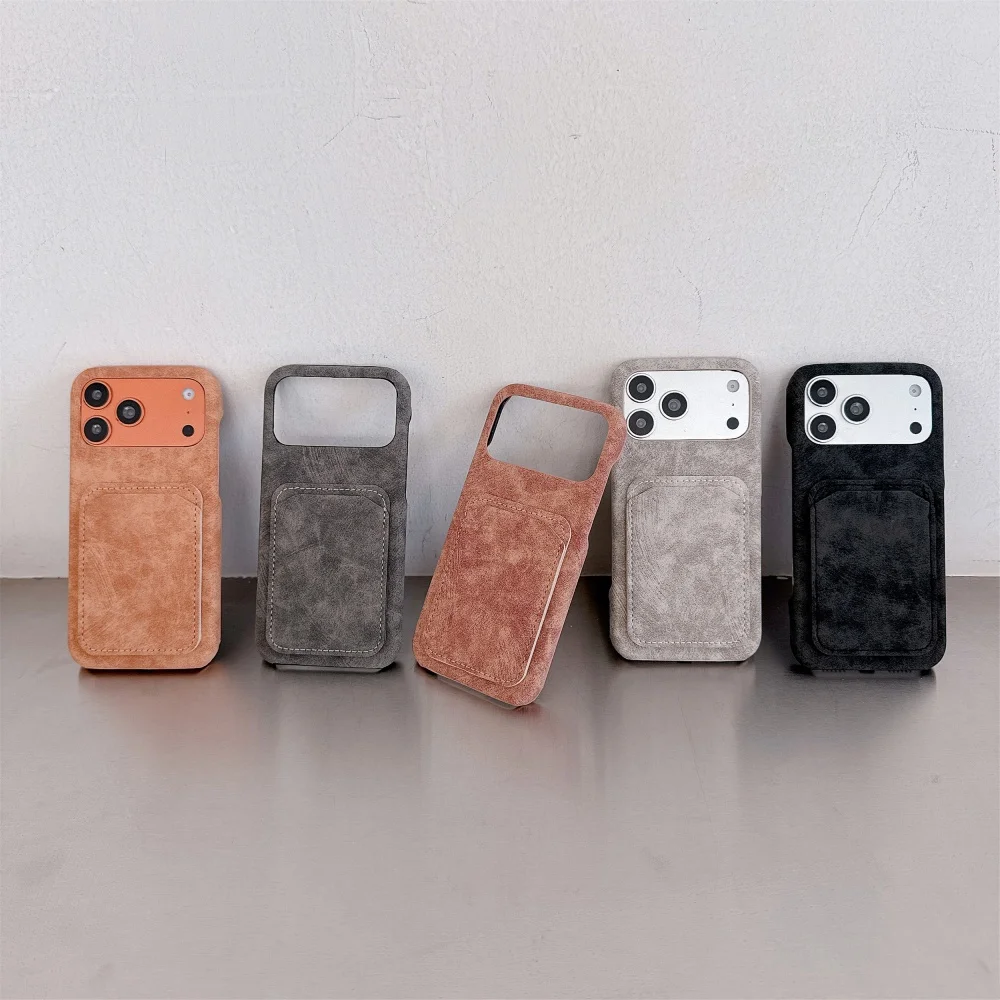 Luxury Suede Wallet Phone Case for iPhone 17 Pro Max 16 15 14 13 11 Hard Shockproof Slim Protective Cover