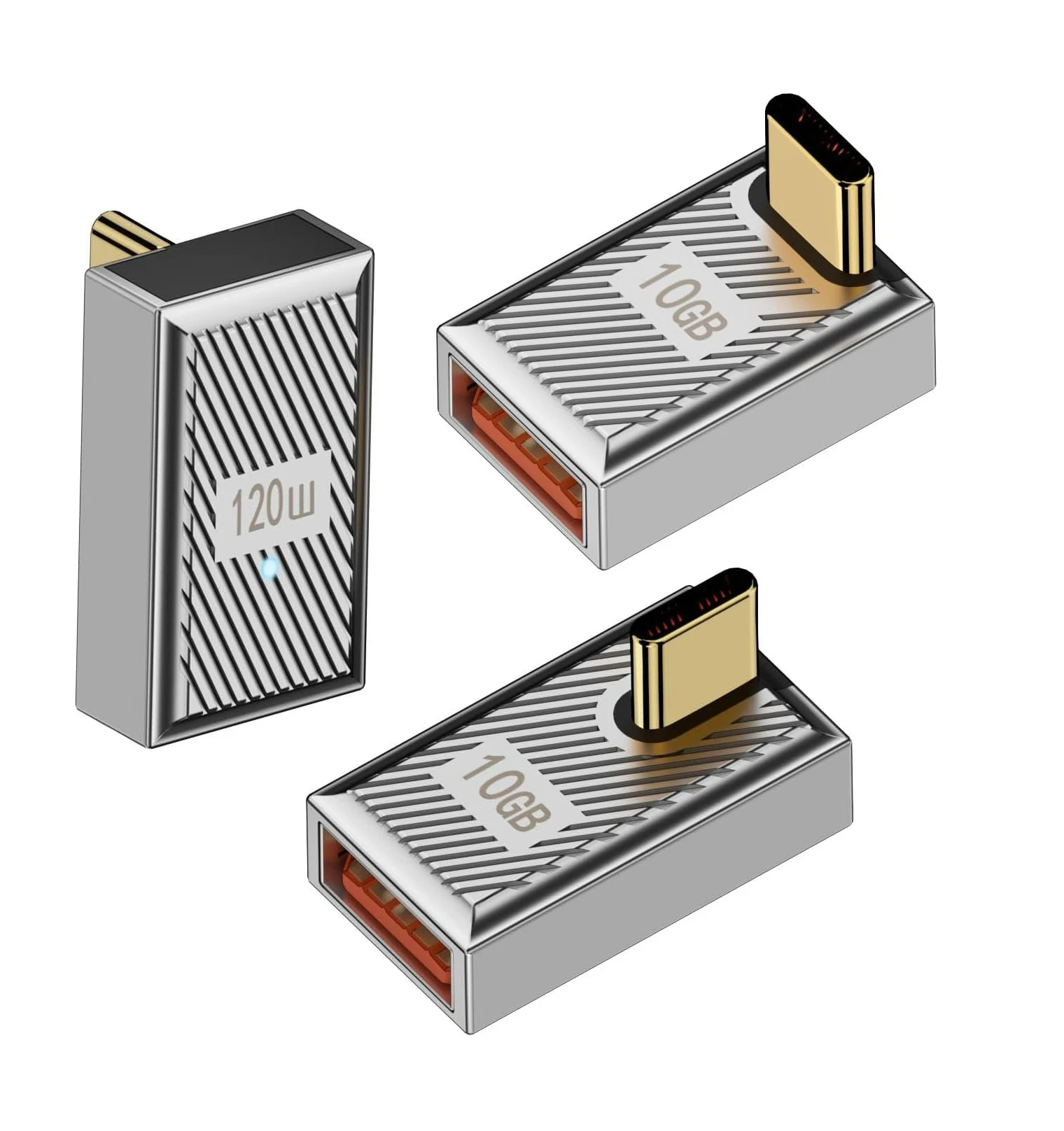 90° Right Angle Type‑C Male to USB‑A Female OTG Adapter 120W 10Gbps USB3.1 Gen2 Charging Data Converter For PC Laptop Smartphone