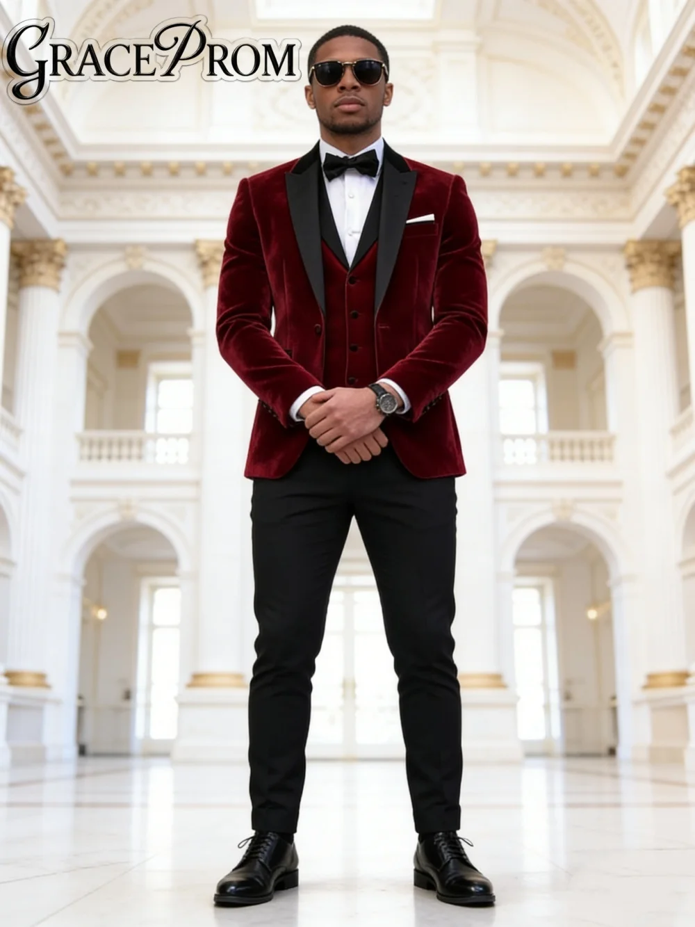 High Quality Velvet Mens Suit Set Classic Single Breasted Suit Set Includes Jacket Pants For Office Performance Banquet Attire