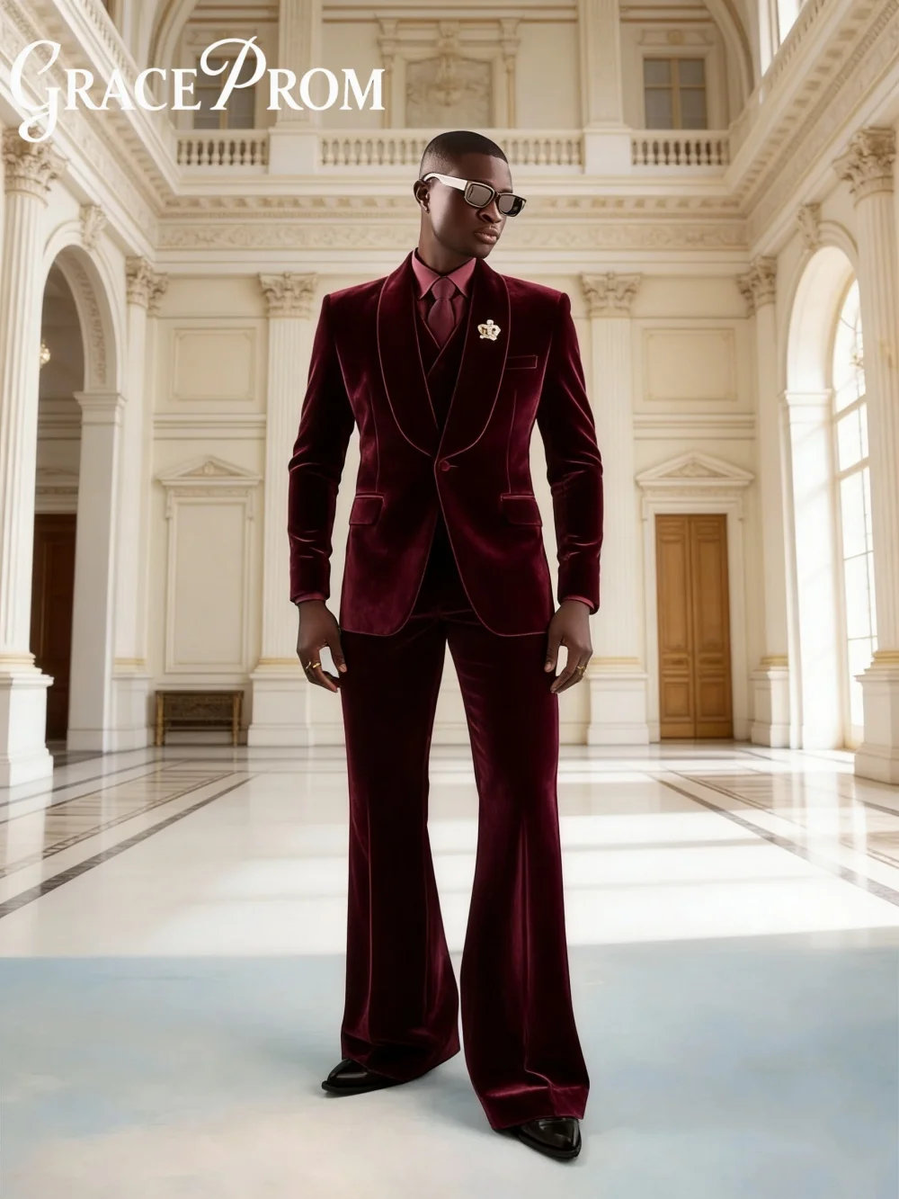 Fashion Velvet Mens Suit Set Classic Single Breasted Suit Set Includes Jacket Pants For Office Performance Banquet Attire Custom