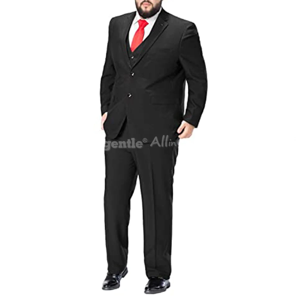 Big and Tall Mens Suits 3 Piece Set Elegant Business Casual Plus Size Jackets Vest Pants for Wedding Office Events