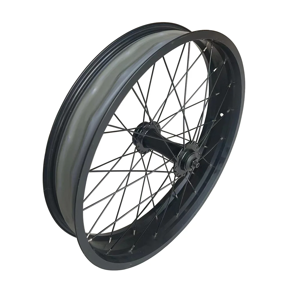 20x4.0 Front Fat Bike Wheel Bicycle Double Bearing Hub 36x12G Spokes 135mm Dropout Disc Brake Fatbike Front Rim Set