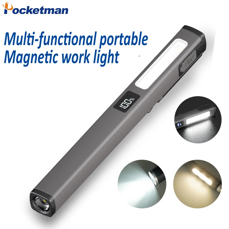 Multi-functional Portable Magnetic Work Light COB Pen Lamp USB Rechargeable Auto Repair Lights Portable Flashlight
