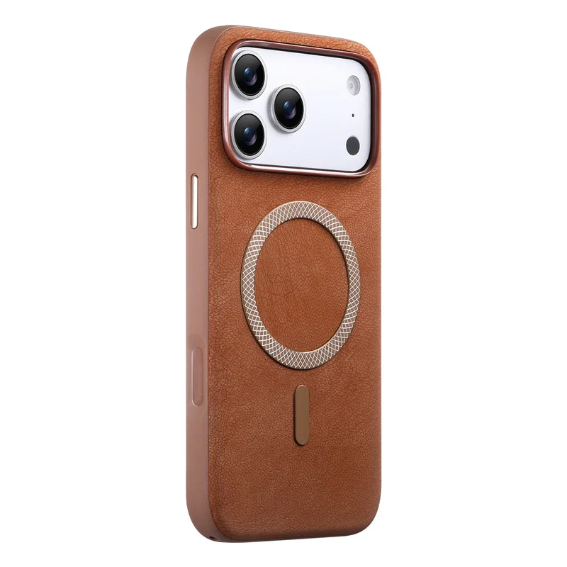 Business PU Leather For Magsafe Phone Case For iPhone 13 14 15 16 17 Pro Max 17Air Wireless Charging Shockproof Protective Cover