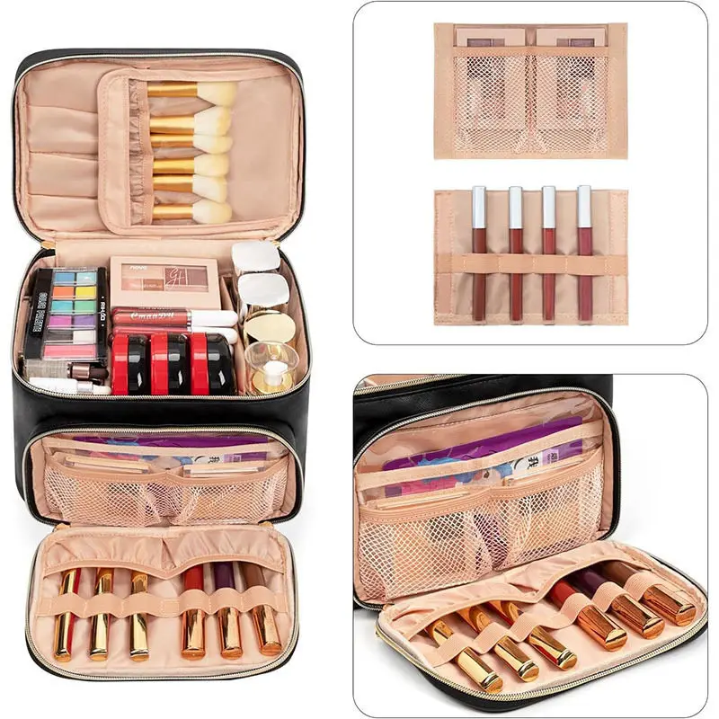 Stylish New Large Women's Cosmetic Organizer Bag Waterproof PU Makeup Bag Outdoor Travel Cosmetic Bag
