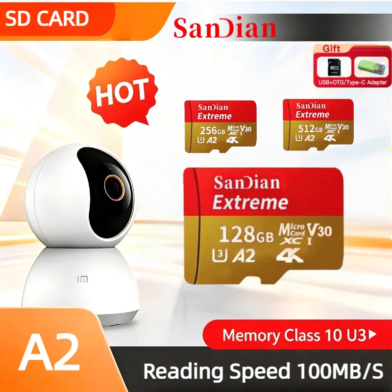 High Quality SD Memory Card 128GB Class 10 TF Card  256GB U3 A2 Micro Flash SD Memory Card 4K for Phone PC Camera Gift Adapter