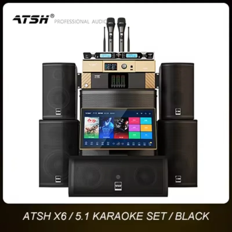 ATSH 5.1 Karaoke And Home Theater System Loa Karaoke Speakers Professional Family Speaker Set With Wireless Mic Smart Home KTV