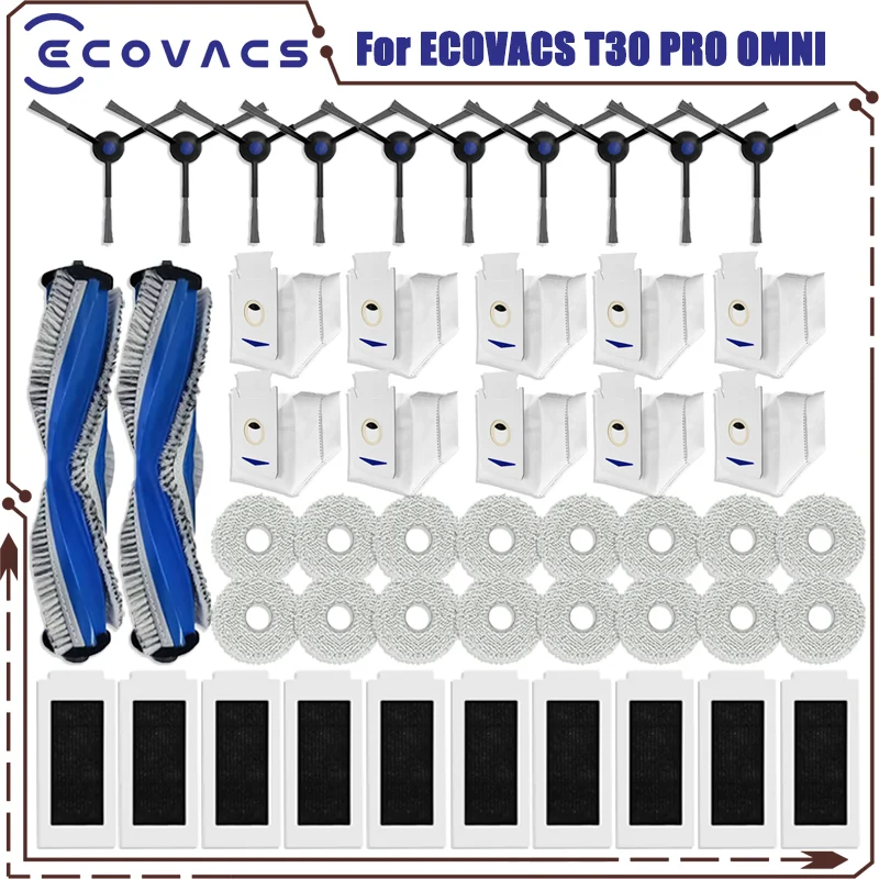Compatible For ECOVACS T30 PRO OMNI DDX14 / YEEDI M12 Pro+ Replacement Parts Accessories Main Side Brush Filter Mop Dust Bag