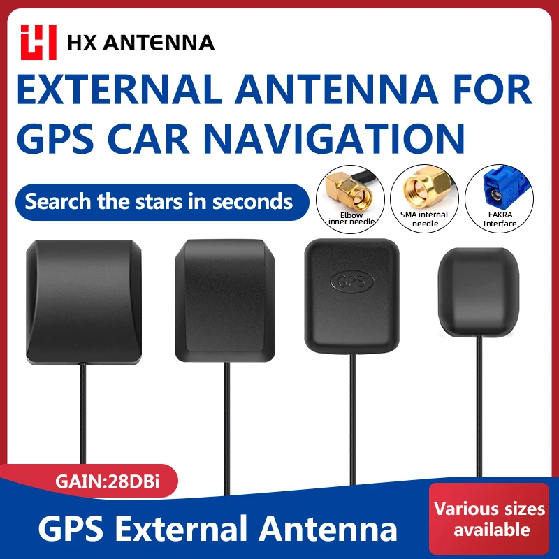 HONGXIN GPS Vehicle Antenna, Single GPS Antenna, Car Tracking Antenna, 1575.42 MHz, Optional SMA or FAKRA Connectors