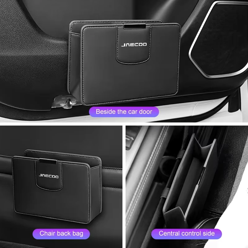 Premium Leather Car Trash Can Storage Box Seat Back Hanging Garbage Bag For Chery Jaecoo J7 J8 J5 J6 Auto Interior Accessories