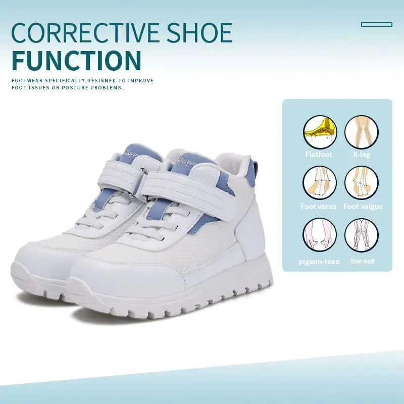 Princepard Children's Boy Sneakers High Top Ankle Support Orthopedic Kids Shoes for Girls Flat Feet with Adjustable Velcro