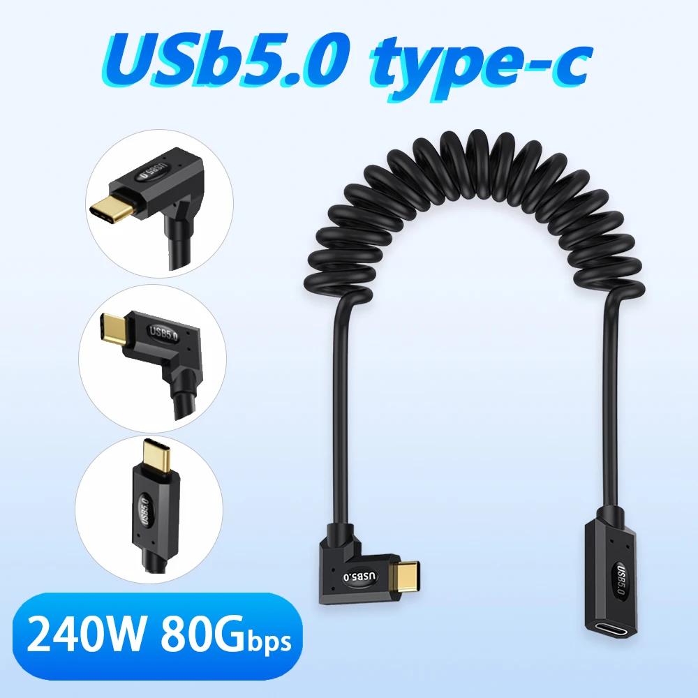 Spring Usb5  Type-c To Type-c Extension Date Cable 80Gbps Fast Charging 16K60HZ 240W 5A 40V Thunderbolt 4 3 for eGPU IPhone IPad