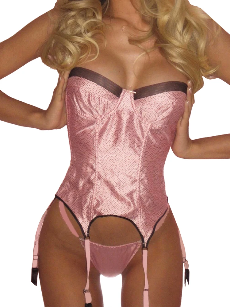 Belamimi Sexy Polka Dot Transparent Adjustable Shapewear Lingerie 3 Piece Set Women Underwear Suit Matching High Socks Nightwear